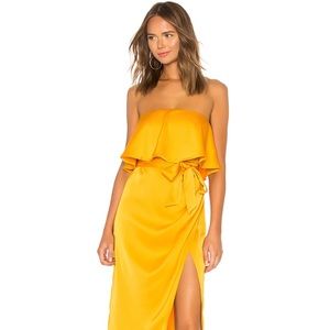 Lovers + Friends yellow strapless dress